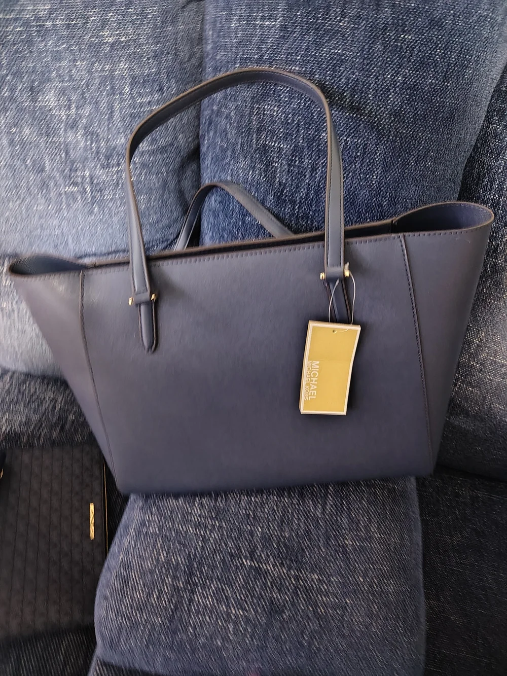 Michael Kors Navy Leather Tote Bag